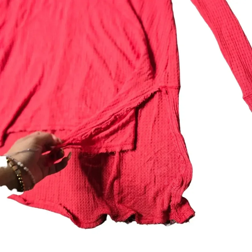 Free People Waffle Knit‎ Long Sleeve Top  SIZE XS